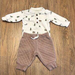 Cozy Cream and Brown Baby Outfit
